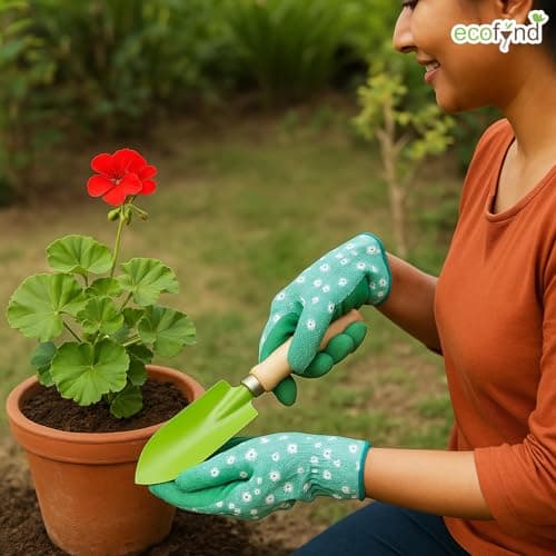 ecofynd Gardening Transplanter Hand Tool (Small Trowel with Wooden Handle), Home Garden Durable Plant Tool, Planting, Weeding, Pruning, Soil Maintenance, Farming Essential Kit (GT010) 4