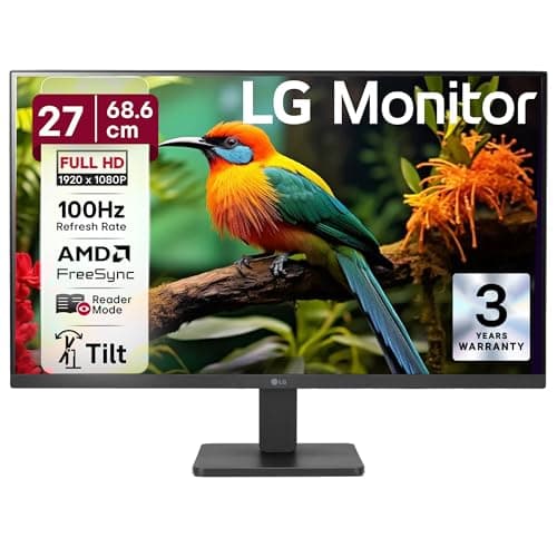 LG 27MR400 68.6 cm (27 Inch) FHD (1920x1080) IPS PC Monitor with 100Hz, 5ms (GtG), Flicker Safe & Reader Mode, AMD FreeSync, D-Sub, HDMI, Tilt Adjustable, 3-Side Virtually Borderless Design (Black)