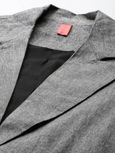 Cottinfab Grey Solid Single-Breasted Cotton Blazer 2