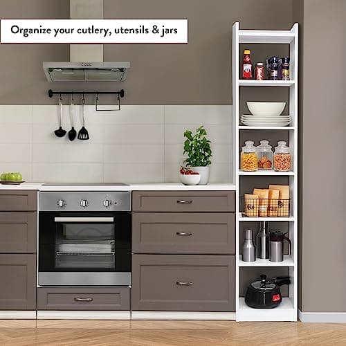 ABOUT SPACE 6 Tier Book Shelf for Home Library 6ft with Assembly,Cabinet For Storage,White Bookshelves for Living Room Display Stand Book Rack For Office,Kitchen,Bedroom(33x24x180cm - Engineered Wood) 4