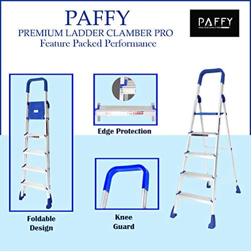 PAffy Premium Light Weight Aluminium Heavy Duty Folding Step Ladder - Maple 5 Steps with 7 Years Warranty * Made in India 3