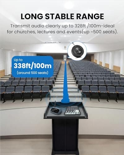 Avantree AuraLink – Future-Proof Auracast & Classic Bluetooth Receiver for Speakers & Audio System, 328ft Long Range, 20H Portable or Stationary Use, One-to-Many Multiple Broadcast Listening - Black 5