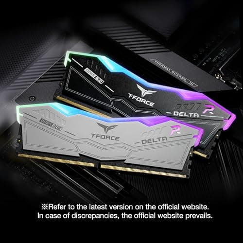 TeamGroup T-Force Delta RGB 2x16GB 6000MHz (6000MT/s) CL38 Black 32GB DDR5 RAM Kit, Desktop Gaming Memory, Metal Heatsink, ARGB Sync, ECC, XMP 3.0/EXPO, For Intel/AMD CPU, High Performance Low Latency 5