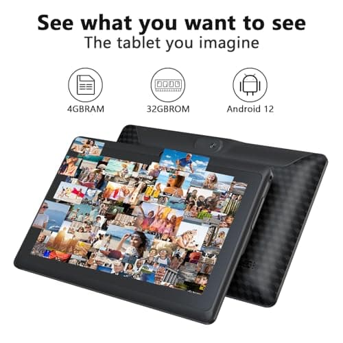 7 inch Tablet, Android 12 Tablet PC, 32GB Storage 4GB RAM Tablets Quad Core Processor Android Tablet PC 2MP+5MP Dual Camera 3000mAh Battery, WiFi Bluetooth 7 inch LED IPS compatible Computer Tablets. 2