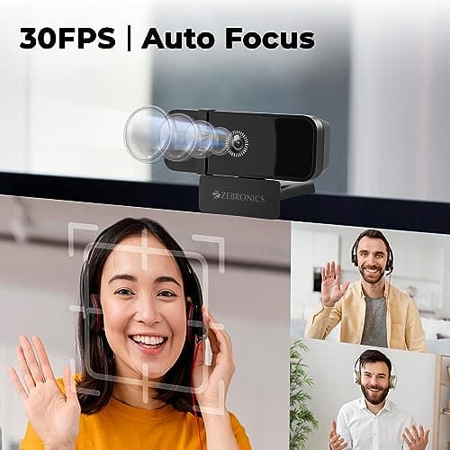 ZEBRONICS Sharp Pro High Resolution Digital Webcam, 30 Fps, 2048 X 1536 Qxga, Microphone, Auto Focus, Dedicated Privacy Shutter, Tripod Support, Compatible with Laptops, Mac for Zoom, Skype, Discord 3
