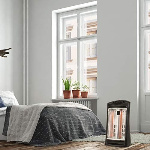 BLACK+DECKER Infrared Radiant Quartz Tower Heater, 1500W Space Heater with Adjustable Thermostat, Portable Heater with 2 Settings, Personal Heater for Home and 5