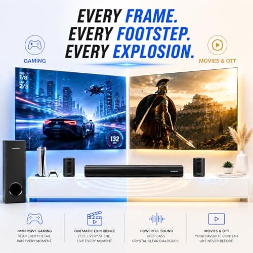 Blaupunkt SBW Chicago HT5.1 Soundbar with Wired Subwoofer & Satellites, Bluetooth, HDMI, Optical, USB, AUX, DSP Sound, Remote Control for Room Home Theater (Black) 4