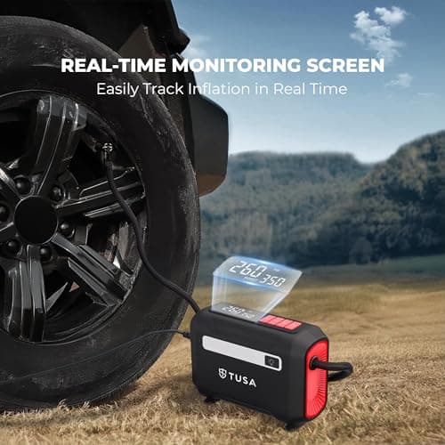 TUSA Drive Go 12V DC Tyre Inflator | Large Dual Digital Display | 3X Faster Inflation Portable Air Compressor| For Car, Bike, Ball & Motorcycle 2