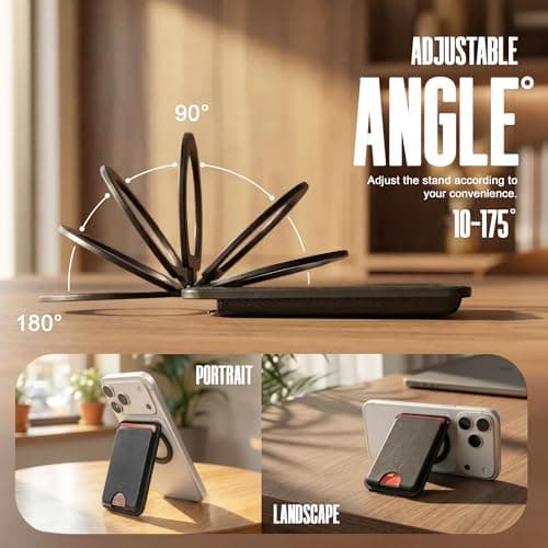Capes Maglock Wallet, MagSafe Compatible Wallet for Android & iPhone 17/16/15/14/13/12, 3 Card Holder with Adjustable Stand, PU Leather, Black 2