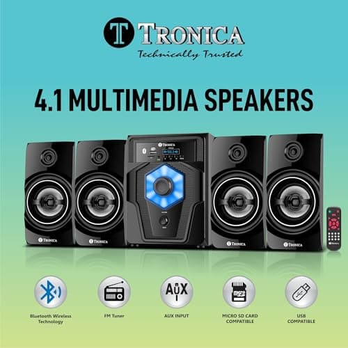 Moscow 40W 4.1 Bluetooth Home Theater System with Vivid Lights & Slim Remote (Plays FM/pendrive/Sd Card Reader/Aux/Mobile/Smart Tv or Any aux Source) 5