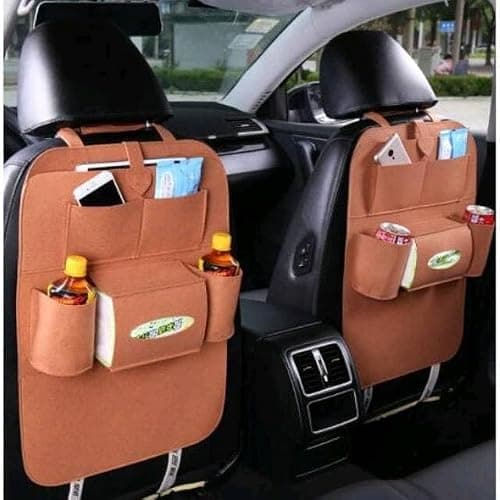 Car Back Seat Organizer with 7 Pockets for All car | Universal Fit Interior Multi-Pocket Organizer Holder Storage for Bottles, Mobile, Keys, Tissues | Car Leather Storage Hanging Bag Seat