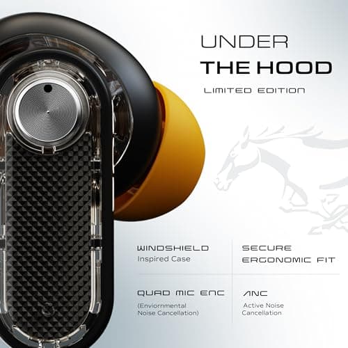 GOBOULT Mustang Sprint in Ear Earbuds with 60H Playtime, Amp App Support, 32dB Active Noise Cancellation, Quad Mic ENC, Dual Device Pairing, 10mm Driver, BTv 6.0 Wireless (Turbo Yellow) 3