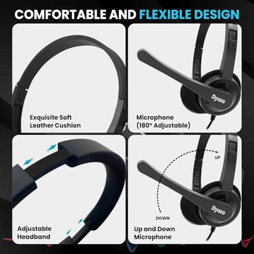 Dyazo Computer Wired Headphones | Headset with Mic | 3.5 MM Jack | Compatible for Laptops, PC, Notebooks (Black) 2