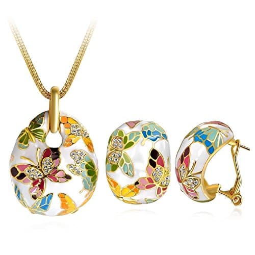 YouBella Gifts Enamel Multicolor Stylish Latest Gold Plated Jwell Pendant Necklace and Earrings Jewellery Set for Women and Girls