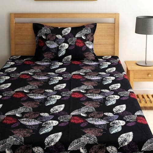 Fashion String Microfibre 144TC Black Forest Single Bedsheet with 1 Pillow Cover 2