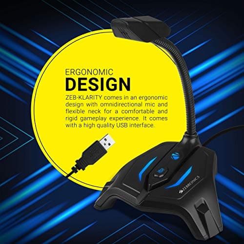 Zebronics Zeb-Klarity USB Gaming Mic for Recording / Streaming, compatible with PC, Omni Directional sound pickup, Flexible Neck, Mute Button 3