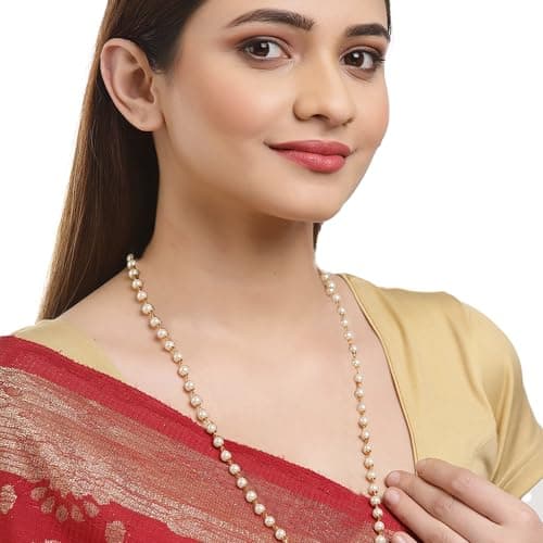 ZENEME Chain 26 Inch Fine Gold Plated Finish Handmade Work Multi-Pearl Jewellery For Women Girls Men (Design-1) 4