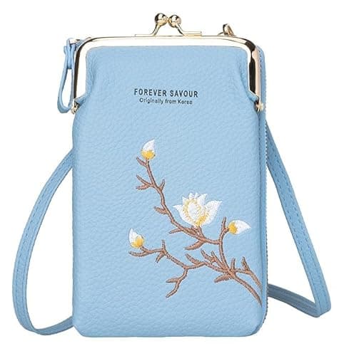 NOJTI Women’s Mobile Sling Bag Korean Style Mini Crossbody Phone Purse PU Leather Small Shoulder Bag for Girls Travel Wallet Pouch with Strap-Grey
