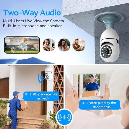 JB Supar 3MP WiFi Black Light Bulb CCTV Camera for Home Indoor | Full HD | 360° View | Night Vision | Motion Detection | Two Way Audio | Wireless Light Camera with Mobile App V380 Pro (Black Light) 5