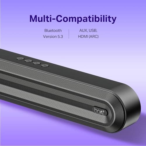 boAt Aavante 2.1 300, 40W Signature Sound, 2.1 CH w/Wired Subwoofer, Multiple Ports, EQ Modes, Remote Control, Bluetooth Sound bar, Home Theatre Soundbar Speaker (Premium Black) 4