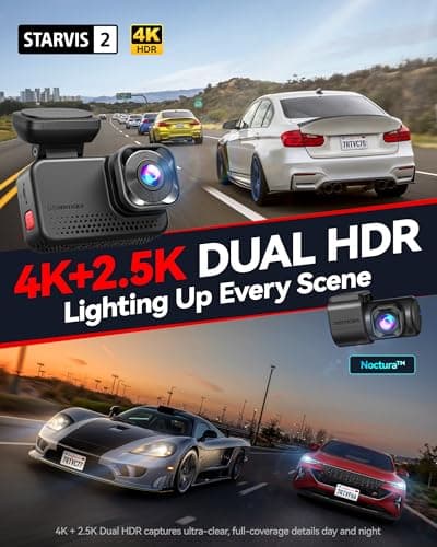 REDTIGER VC70 Dash Cam 4K Front and Rear 2.5K, STARVIS 2 IMX678 x Wondrix, Dual HDR Starlight Night View Mode, 5.8GHz WiFi6 30MB/s, 3" Touchscreen with Voice Control, Parking Mode, 128GB Card Included 2