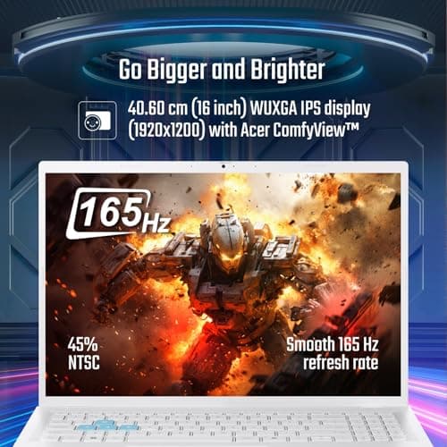 acer Nitro Lite 16, 13th Gen, Intel Core i5-13420H Processor,NVIDIA GeForce RTX 4050-6 GB GDDR6, 16GB/ 512 GB, 16.0"/40.64 cm, 165 Hz, Win 11 Home, White, 1.95 kg, NL16-71G, Backlit KB,Gaming Laptop 3