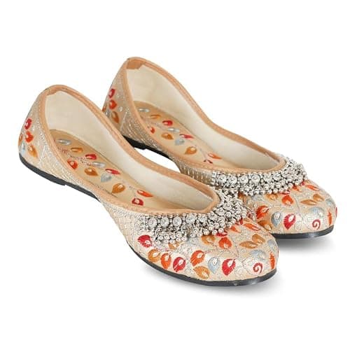 DFR Women Ethnic Rajasthani Embroidery with Payal Punjabi Mojari's Shoe Juti Jutti’s, Color - Multi1, UK Size - 7 2