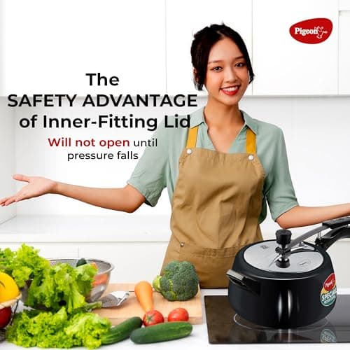 Pigeon by Stovekraft 5 Litre Special Plus Hard Anodised Inner Lid Induction Base Pressure Cooker (Black) BIS Certified, 220 Watts 4