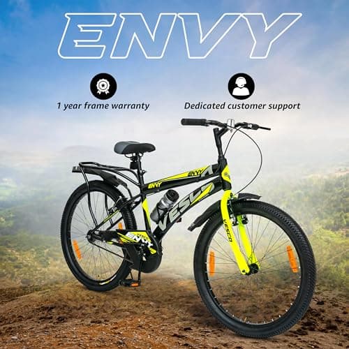 VESCO Envy Black 26T Road Bike with Inbuilt Carrier | Rigid Supsension | 17 Inch Frame | Cycle for Boys/Men (Single Speed) 5