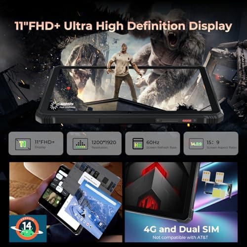HOTWAV R9 Pro 2025 Rugged Android Tablet 14-2K 11" 20080mAh Waterproof Tablet, 20GB + 256GB/2TB SD Outdoor, 64MP + 16MP Camera IP68 & IP69K / Dual SIM 4G/WiFi 5/Face 2