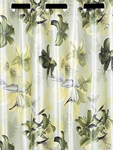 Home Sizzler 3D Flower 1 Piece Green Window Curtain, 5 feet 2