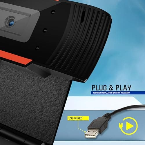 Zebion Vision Webcam HD 720p, Driverless DSP Chip, 4X Digital Zoom|Digital Video|CMOS Sensor|Built-in Mic| LED Lights, 30fps, Plug and Play USB Interface, Auto White Balance (USB 2.0) 2