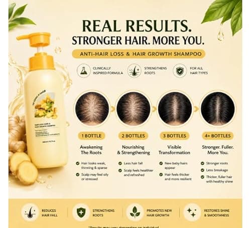 Anti-Hair Loss Shampoo for Men & Women | Nourishing Hair Fall Control Shampoo for Stronger, Healthier & Fuller Looking Hair | Daily Scalp & Hair Care Formula (Pack Of 3) 3