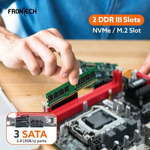 FRONTECH H61 Chipset Motherboard with 2xDDR3 RAM Slots LGA1155 Supports i3/i5/i7/Pentium Processors | 6+4 USB Ports | 4xSATA Slots | NVME Slots, 1xPCIEX16, 1xHDMI, 1xVGA (FT-0470) 4