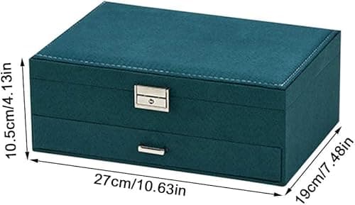 CLUBX 2 Layer Green Drawer Ring Necklace Large Storage Box Multifunction Collection Jewelry Display Bracelet Earring Jewelry Organizer (2 Green Jewellery Box) 4