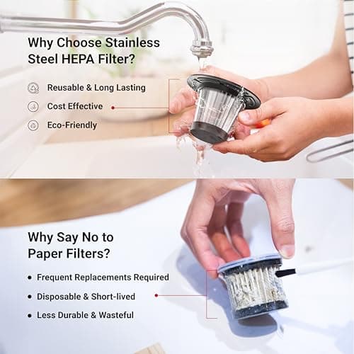 Dylect Cordless Vacuum Cleaner for Car&Home|3X Powerful Suction,16000Pa|Dual Mode-Wireless,Wired|6000Mah Battery|Bldc Technology||Washable Stainless Steel Hepa Filter|Copper Winding,0.5 Liter 5