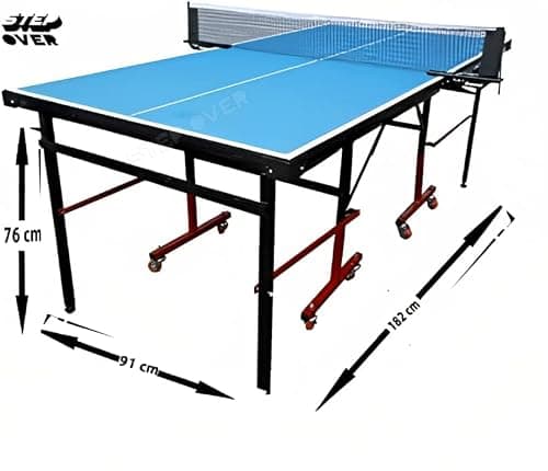 STEP OVER Mini Wood Table Tennis Table (6x3 ft) with Wheel (Laminated Top 18 mm + 2 Tt Racket & Balls) (Blue) 3
