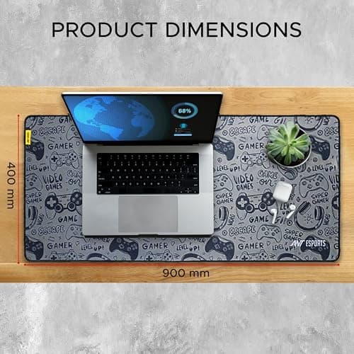 Ant Esports Gamerz Paradise Theme Extended Mouse Pad – 900x400mm Large Waterproof Desk Mat, Non-Slip Rubber Base, Keyboard & Mouse Mat for Gaming Setup, Office & Home – Grey Multicolor Design 3