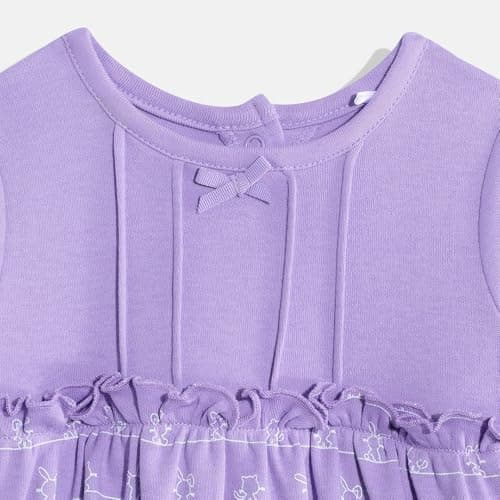 Mothercare Girls Cuddle Bunny Printed Full Sleeve Romper | Soft Cotton Baby Jumpsuit for Infants & Toddlers, Purple 3