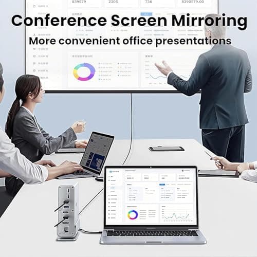 ETZIN USB C Docking Station Dual/Triple Monitor, 16 in 1 USB C Hub Multiport Adapter with Dual 4K HDMI/DisplayPort/7 USB Ports/100W PD/Audio/SD/TF/Ethernet, Docking Station for Windows.EPL-1568A 3