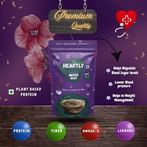 Heartly 5-in-1 Mixed Seeds 200g | Chia, Flax, Pumpkin, Sunflower & Watermelon Seeds Mix | High Protein Omega-3 & Fiber Superfood | Healthy Snack for Weight Loss, Heart & Immunity Support | Raw Natural 4