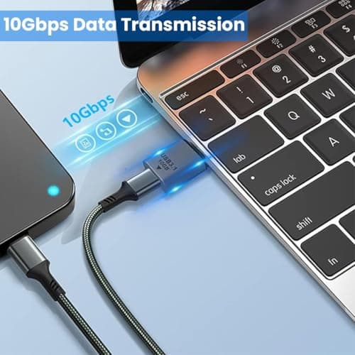 Tobo Type C to USB Adapter USB 3.1 Type C to USB Charger Converter Support 10Gbps Speedy Data Transfer & 20W Fast Charging Compatible with Phone 15, Book, Sa-ung Galaxy 3