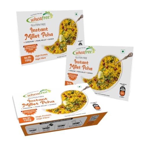 Wheafree Gluten Free Instant Ready to Eat Millet Poha Mix | High Protein and Fibre Breakfast | Readymade Snack in 2 Mins | Pack of 3-125g Each