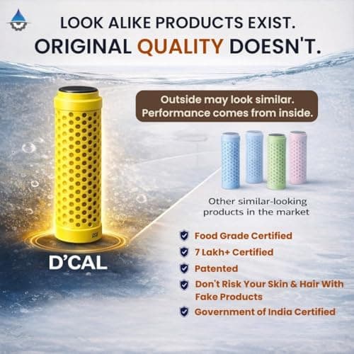 D'Cal - Hard Water Softener | For Complete House | Protects Taps, Pipes & Bathrooms | Reduces Dry Skin & Hair Loss | Easy to Use | 1 year Life | No Maintenance | Food Grade 2