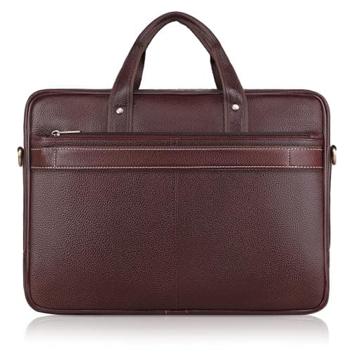 WildHorn Men's Leather Laptop Messenger Bag I Fits Upto 15.6 Inch Laptop/MacBook I Padded Laptop Compartment I Carry Handles with Adjustable Strap I Dimension : L-16 inch W-3 inch H-12 inch,Maroon 4