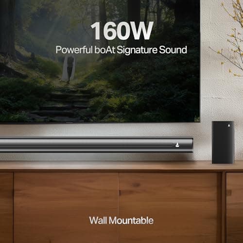 boAt Aavante 2.1 1650, 160W Signature Sound, 2.1-Channel with Wireless Subwoofer, BT v5.4, Multiple Ports, EQ Modes, Bluetooth Sound bar, Home Theatre Soundbar Speaker (Premium Back) 2