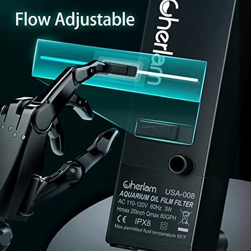 CHERLAM Aquarium Surface Protein Skimmer,3W Fish Tank Protein Skimmer,3 in 1 Aquarium Oil Skimmer for Sea and Fresh Water, Internal Filter Wall Mounted Fish Tank Surface Protein Skimmer 4