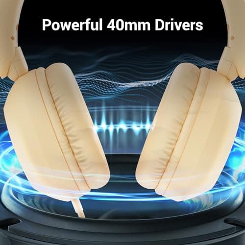 Zebronics Boom Wired Headphone, Over Ear, in-Line MIC, Foldable, 1.5 Meter Cable, for 3.5mm (Mobile | Tablet | Laptop | MAC), Soft Cushion, 40mm Drivers (Beige) 4