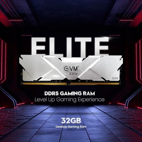 EVM Elite 32GB DDR5 5600MHz | Gaming Desktop RAM – Intel XMP & AMD EXPO | Aluminum Heat Sink | CL18 1.35V Low Voltage, 288-Pin Long-DIMM, 10-Year Warranty (EE32G56DT) 2