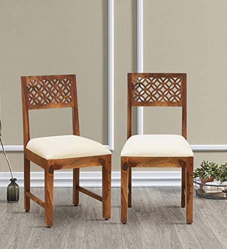 DIVINE WOOD ART Sheesham Wood Cushioned Dining Chairs Set of 6 Wooden Multipurpose Seating Chair for Dining Room Home (Natural Finish) 2